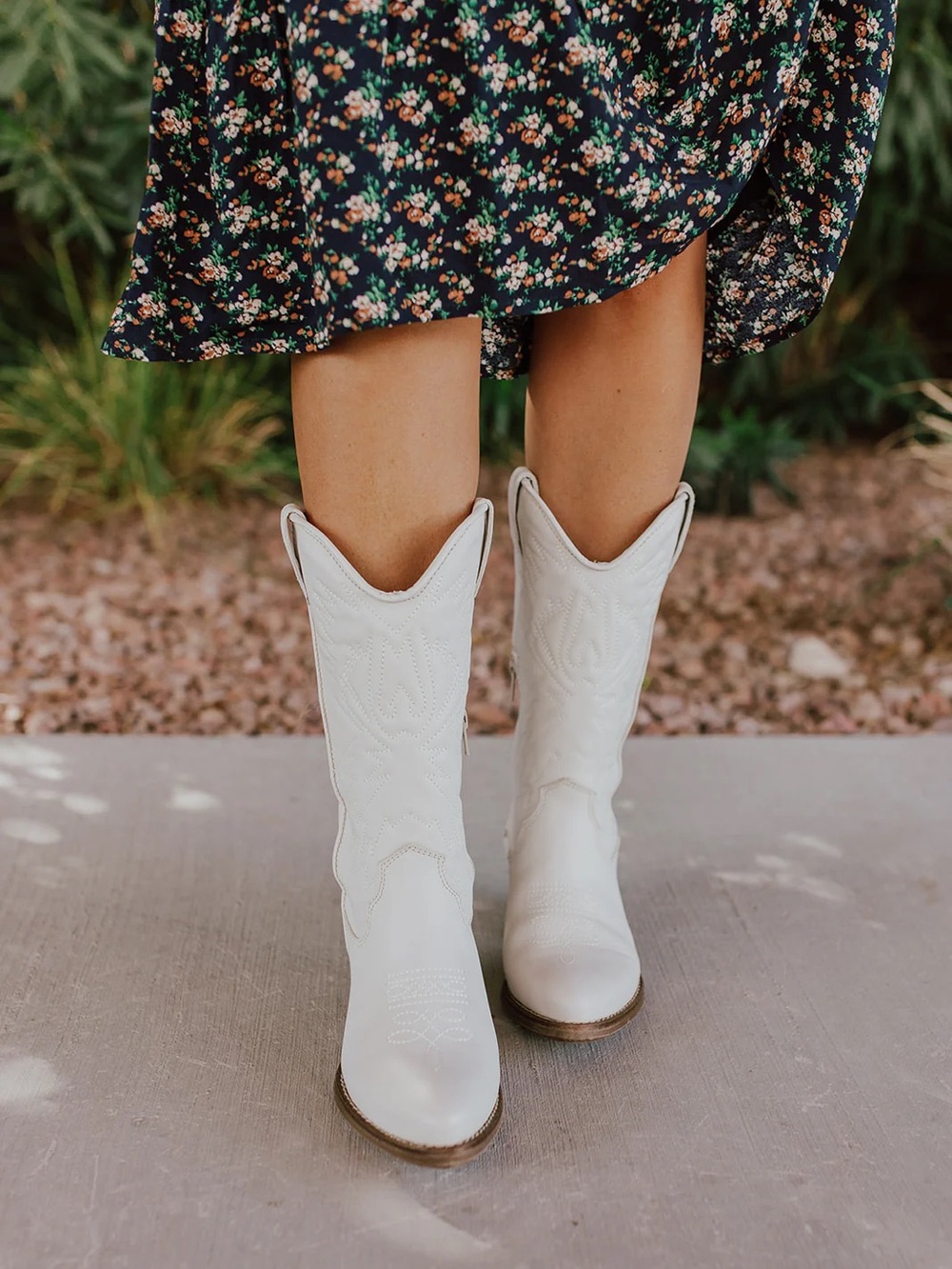 Steve Madden White Western-Inspired Heeled Cowboy Boots